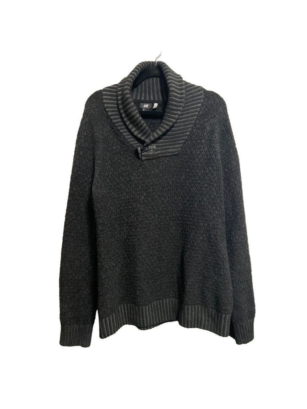 H&M Men's Shawl Collar Sweater in Charcoal Size L